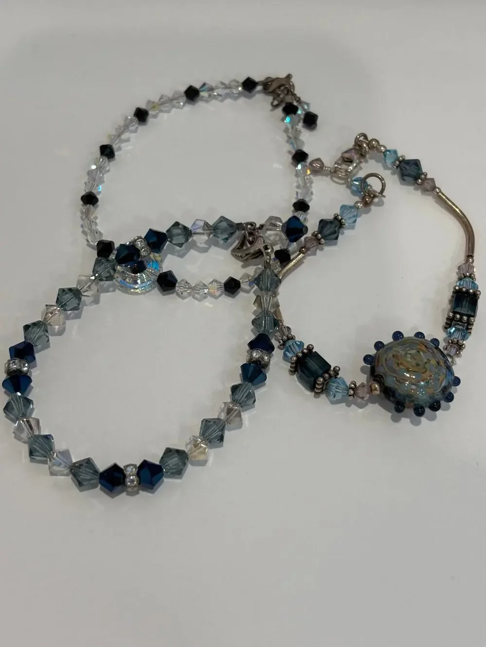 Lot of 3 Beaded Bracelets with Sterling Silver Clasps and Beads